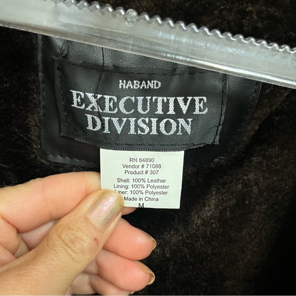 Vtg 90s Brown Patchwork Leather Removable Furry L… - image 4